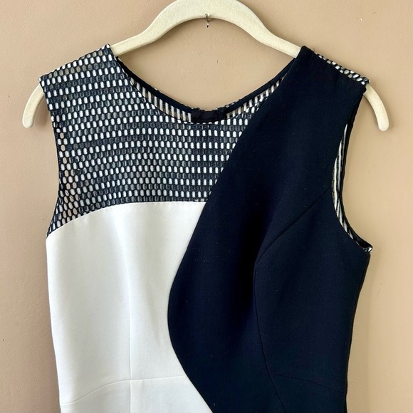 Milly Mesh Helix Colorblock Sheath Dress Black and White Two Tone Sheath Size 2 - Picture 6 of 10